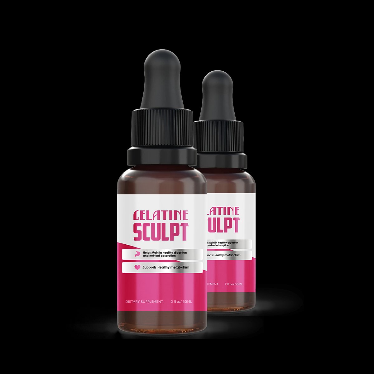 Gelatine Sculpt™ supplement dropper bottles
